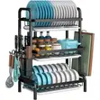 Black 3-Tier Kitchen Dish Drying Rack - 2