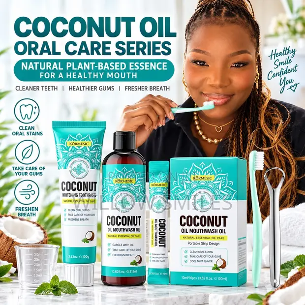 Coconut Oil Mouthwash, Toothpaste & Scraper Set - 1