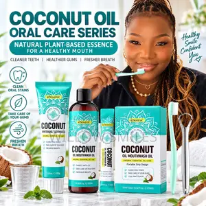 Coconut Oil Mouthwash, Toothpaste & Scraper Set