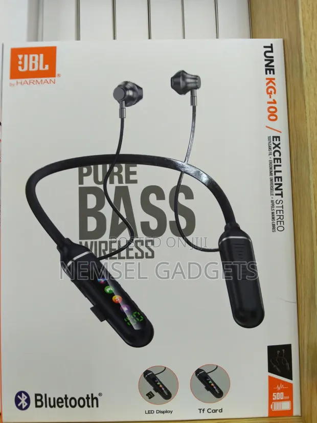 Bluetooth Wireless Earphones - Pure Bass, LED, SD Card - 1