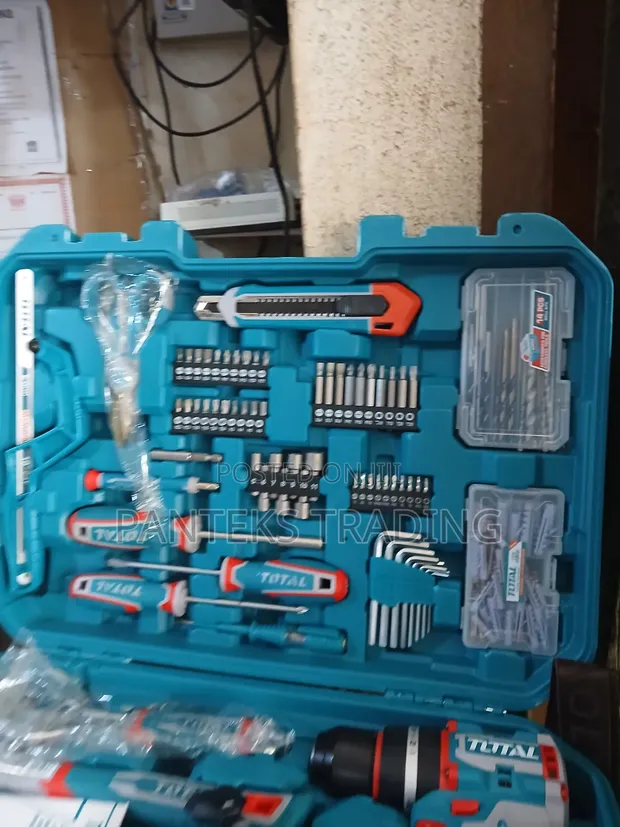 Total Cordless Drilling Machine & Tool Set (166 Pieces) - 1