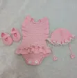 Handmade Crocheted Children's Outfit - Pink, 6M - 1