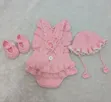 Handmade Crocheted Children's Outfit - Pink, 6M - 2