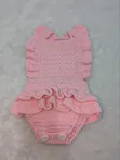 Handmade Crocheted Children's Outfit - Pink, 6M - 5