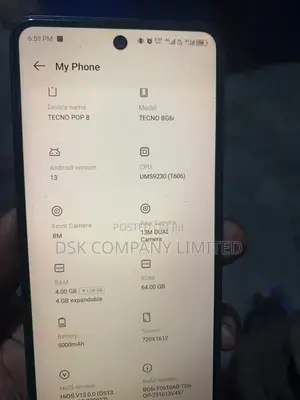 Tecno Pop 8 64GB Black