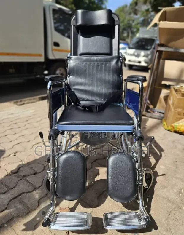 Commode Wheelchair with Long Back Rest - 1