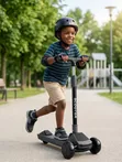 Kids 3-Wheel Scooter with Light-Up Wheels & Music - Red - 1