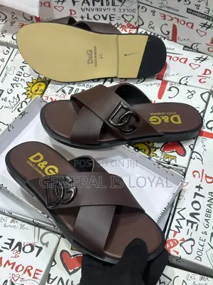 Dolce & Gabbana Coffee Men's Slippers