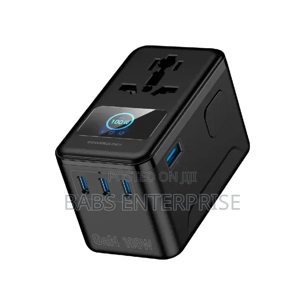 Powerology VoltVoya Travel Adapter with PD 100W TFT Display - 1