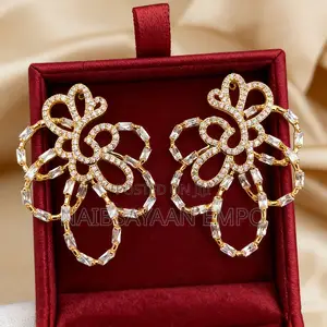 Crystal Zircon Gold Shiny Earrings