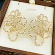 Crystal Zircon Gold Shiny Earrings - 2