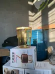 450ml Slub Glass Bottle/Cup with Leather Sleeve - 2