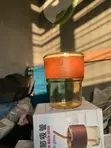 450ml Slub Glass Bottle/Cup with Leather Sleeve - 5