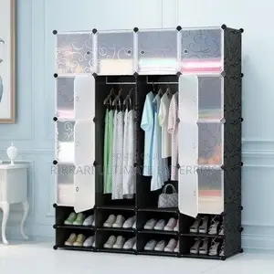 16 Cube Plastic Wardrobe - Black