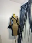 Elegant Mocha & Black Bodycon Dress | Office & Occasion Wear - 1
