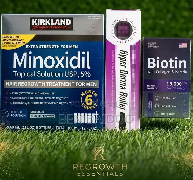Kirkland Minoxidil Box, Derma Roller, Biotin Complex - 1