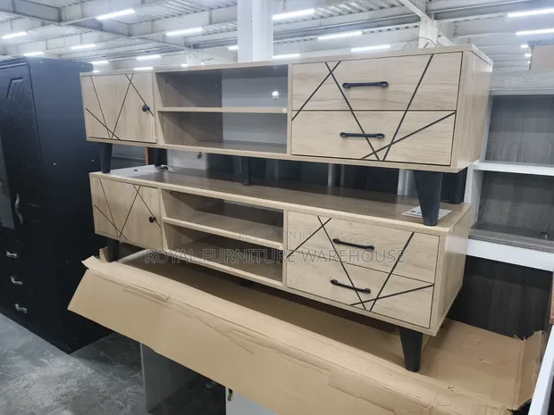 Modern Light Oak TV Stand - 1