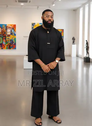 Modern Black Kaftan Set