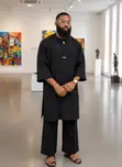 Modern Black Kaftan Set - 1