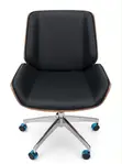 Leather Conference Chair with Wood Trim - 1