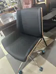 Leather Conference Chair with Wood Trim - 2