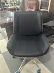 Leather Conference Chair with Wood Trim - 3
