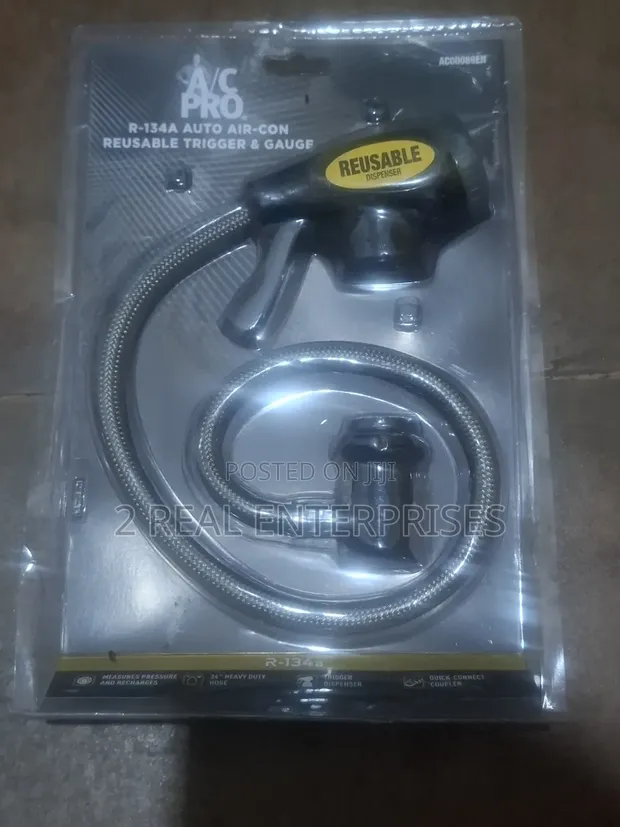 A/C Pro Reusable R134a Car AC Charging Hose with Pressure Gauge - 1