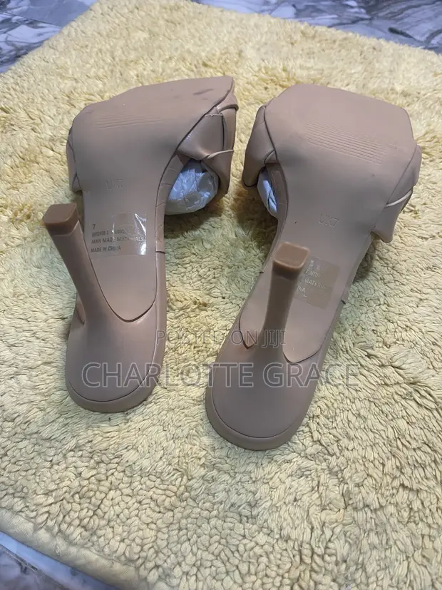 Beige EGO Leather Square Toe High Heel Mules - 1