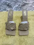 Beige EGO Leather Square Toe High Heel Mules - 2