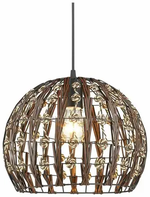 Black Woven Rattan Pendant Light