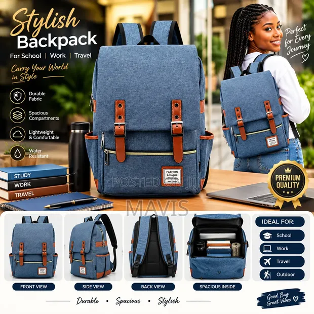 Stylish Blue Backpack - 1