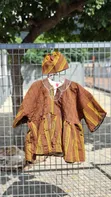 CJs Heritage Blue & Brown Fugu Top | African Traditional Wear - 1