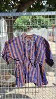 CJs Heritage Blue & Brown Fugu Top | African Traditional Wear - 2