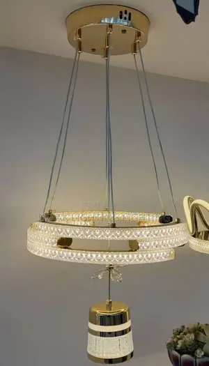 Gold Crystal Round Chandelier with Pendant