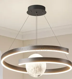 LED Chandelier with Moon Globe - Bronze