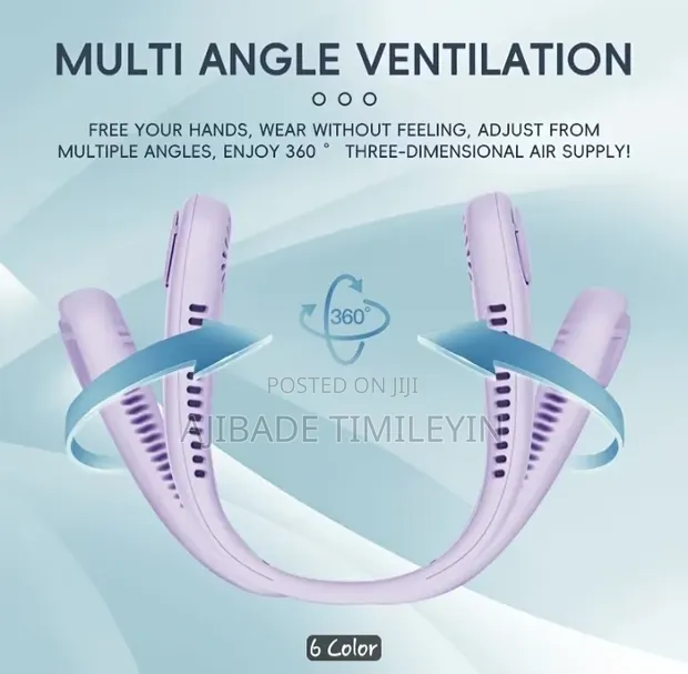 Rechargeable Neck Fan - Lavender, 8 Hours Battery - 1