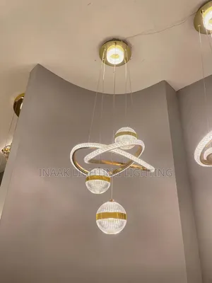 3-Globe Ring Chandelier - Crystal & Gold Pendant