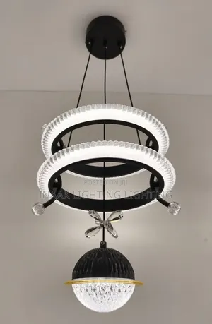 Stylish 2-Tier Crystal Pendant Light with Black Globe