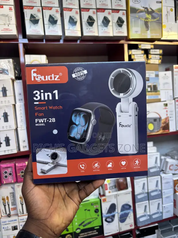 Fsudz 3-in-1 Smart Watch & Mini Fan Combo (FWT-28) - 1