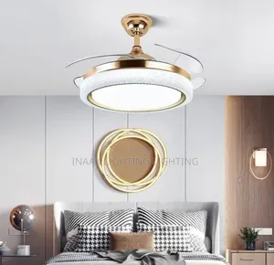 Modern Crystal LED Fan Ceiling Light - Gold