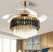 Luxury Black and Gold Crystal Fan Chandelier - 2