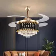 Luxury Black and Gold Crystal Fan Chandelier - 3