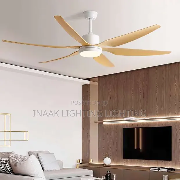 Modern 6-Blade Ceiling Fan with LED Light - Silver Grey - 1