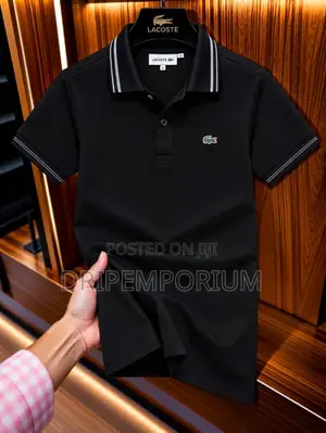 Lacoste Premium Polo Shirt - Navy Blue/White Stripe