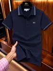 Lacoste Premium Polo Shirt - Navy Blue/White Stripe - 2