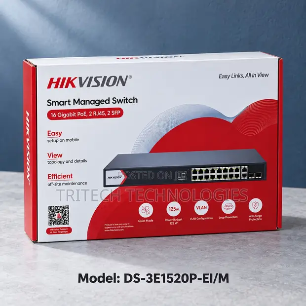 Hikvision DS-3E1520P-EI/M 16-Port Gigabit Smart PoE Switch - 1