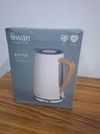 Swan 1.7L Wood & Stainless Steel White Kettle - 3