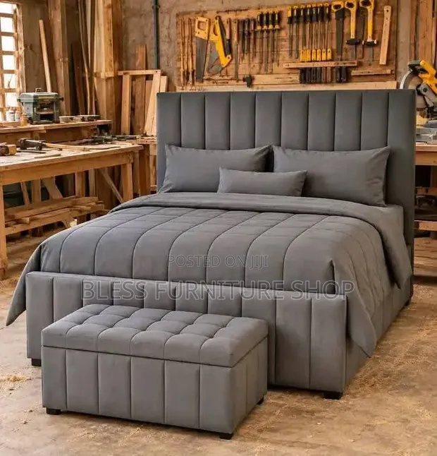 Queen Size Bed Frame with Ottoman - 1