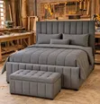 Queen Size Bed Frame with Ottoman - 1