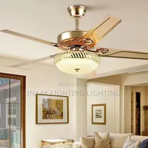 Gold Crystal Fan Chandelier - 4 Blade